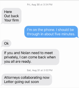 Text messages between Gonzalez and board trustees.